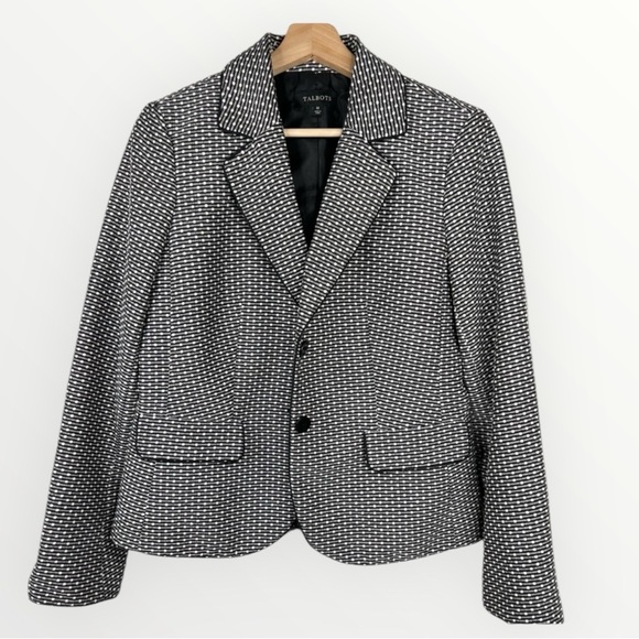 Talbots Jackets & Blazers - Talbots Black White Patterned Blazer Button Notched Lapel Front Pockets Size 10